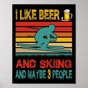 Poster Vintage Retro Eu Gosto de Cerveja E Esqui E Talvez