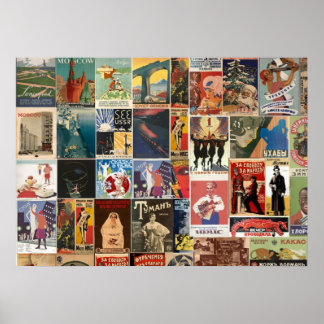 Poster Vintage retro filme russo colagem soviética