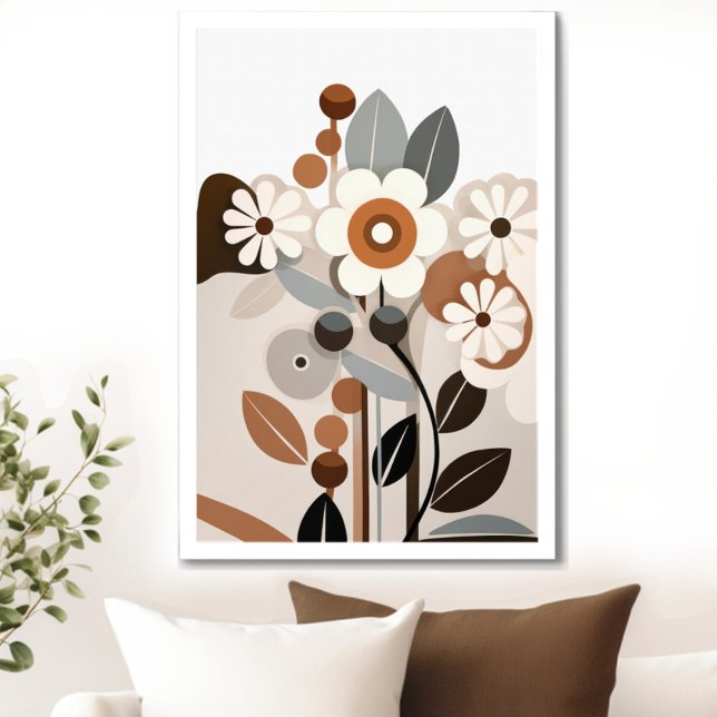 Poster Vintage Retro Floral (Transform your space with the timeless beauty of mid century modern floral art print. )