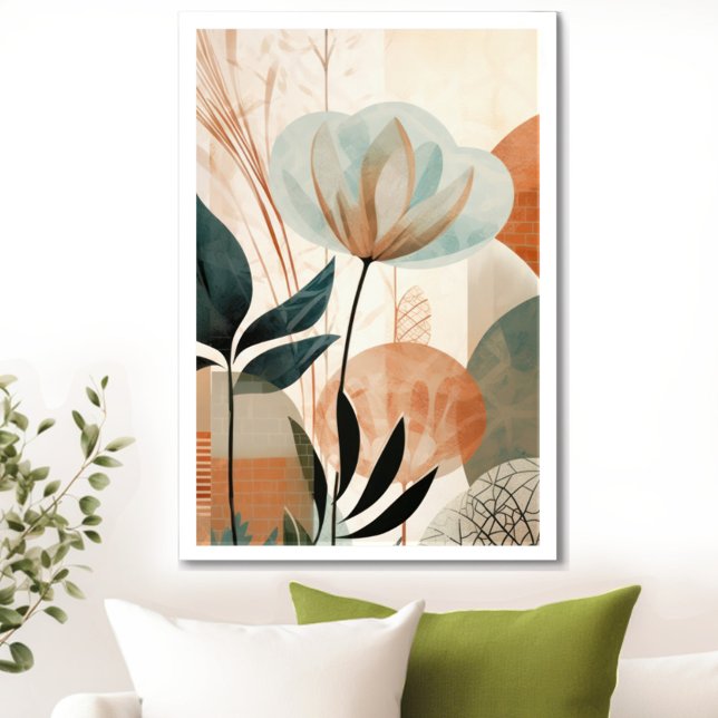 Poster Vintage Retro Floral (Transform your space with the timeless beauty of mid century modern floral art print. )
