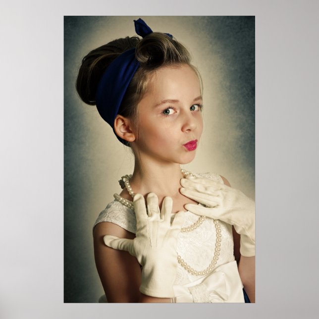 Poster Vintage retro girl (Frente)