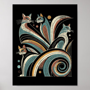 Poster Vintage Retro Médio-Séc. Moderno Cats 50 60s