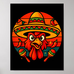 Poster Vintage retrô mexicano frango cinco de maio