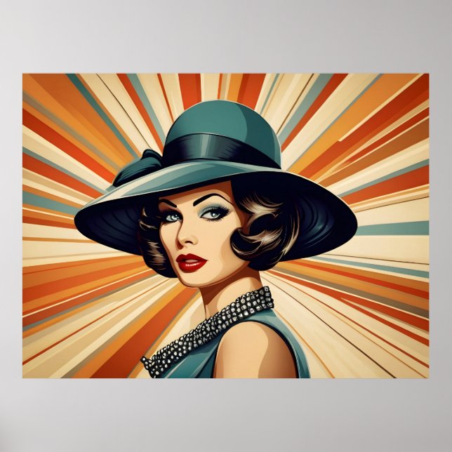 Poster Vintage retro mulher (Frente)