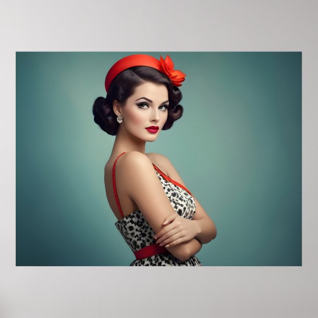 Poster Vintage retro mulher (Frente)