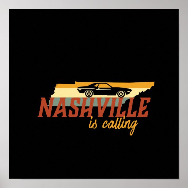 Poster Vintage Retro Nashville Tennessee USA City Map (Frente)