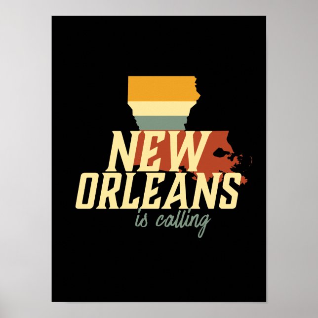 Poster Vintage Retro New Orleans Louisiana USA City Map (Frente)