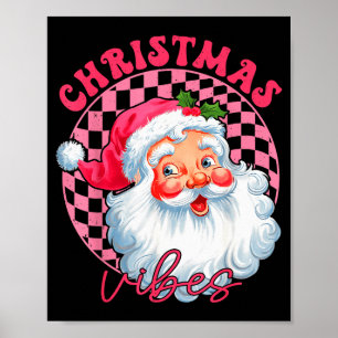 Poster Vintage Retro Nk Papai Noel Vibes De Natal Groovy