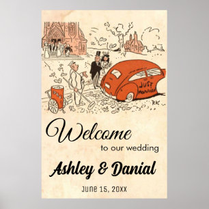 Poster Vintage Retro Old Style Nostalgic Rustic Weding