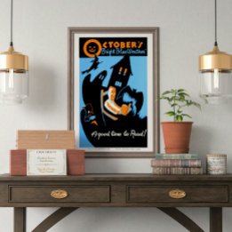 Poster Vintage Retro Outubro é um bom momento para ler