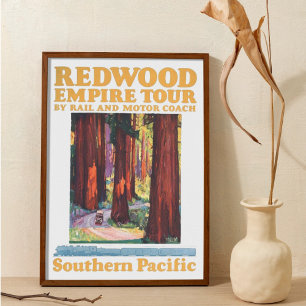 Poster Vintage Retro Parque Nacional Redwood Empire Tour