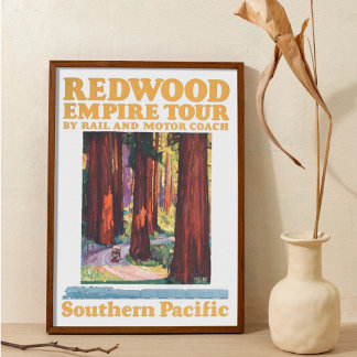Poster Vintage Retro Parque Nacional Redwood Empire Tour