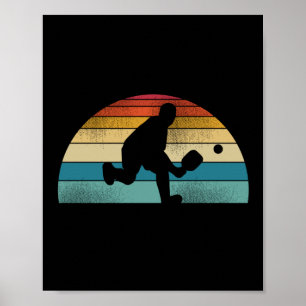 Poster Vintage Retro Pickleball Sunset