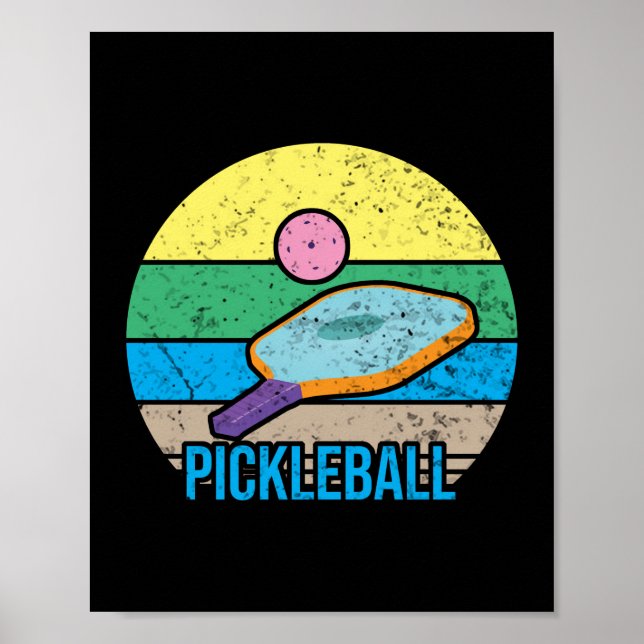 Poster Vintage Retro Pickleball Sunset (Frente)