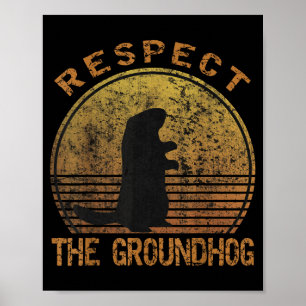 Poster Vintage Retro Respeite o Feriado do Groundhog _ Ma
