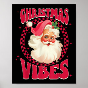 Poster Vintage Retro Rosa Papai Noel Encara Homens Mulher