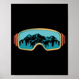 Poster Vintage Retro Skiing 80s 90s esquiadores de neve M