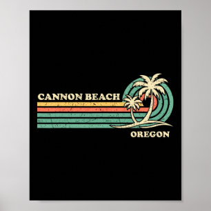 Poster Vintage Retro Summer Vacation Oregon Cannon Beach