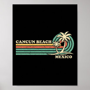 Poster Vintage Retro Summer Vacing México Cancun Beach