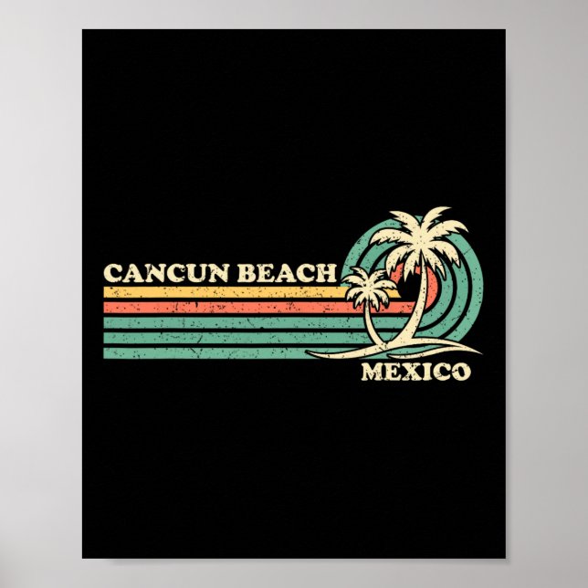 Poster Vintage Retro Summer Vacing México Cancun Beach (Frente)