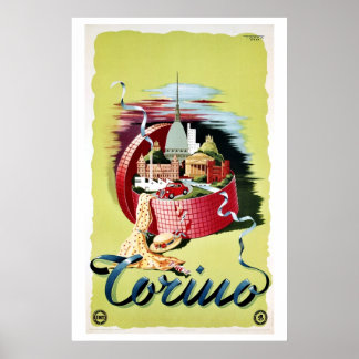 Pôster Vintage retro Turin Torino - viagem italiano