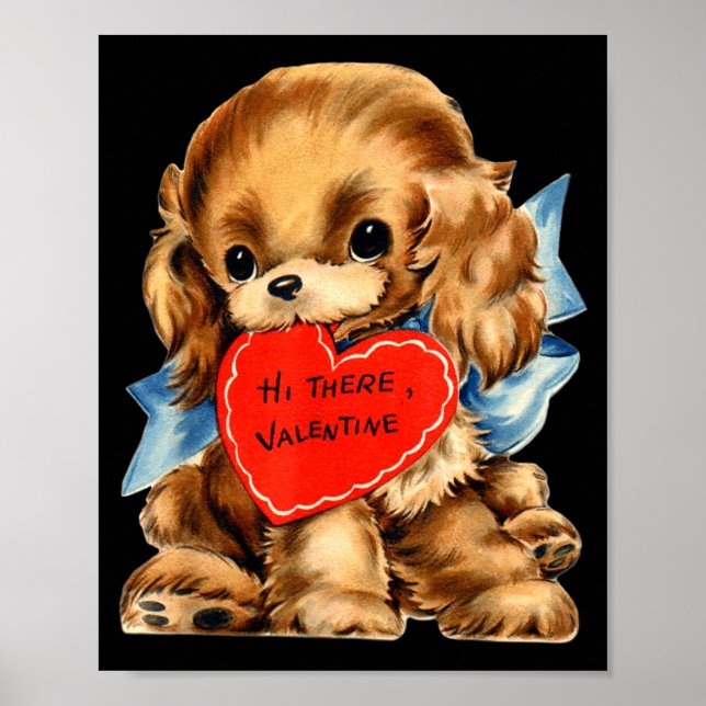 Poster Vintage Retro Valentine's Day Puppy Dog Valentine  (Frente)