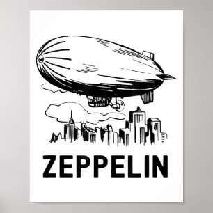 Poster Vintage Retro Zeppelin - Desenho de nave dirigível