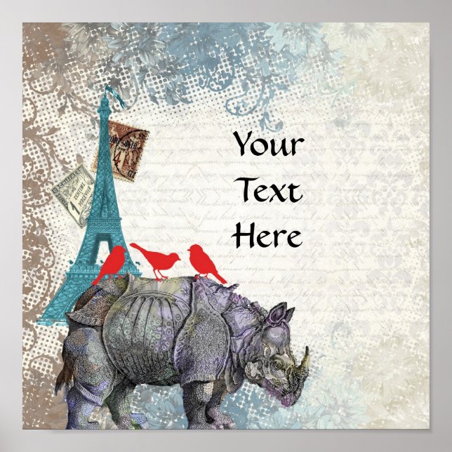 Pôster Vintage rhino (Frente)