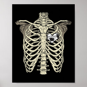 Poster Vintage Rib Cage Heart Soccer Halloween Soccer Lov