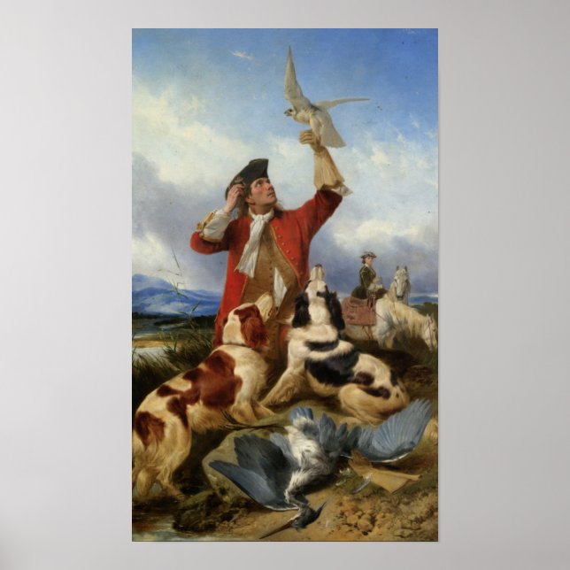 Poster Vintage Richard Ansdell Bird Dogs Animal Hawking (Frente)
