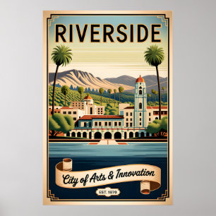 Poster Vintage Riverside Califórnia Cidade das Artes Retr
