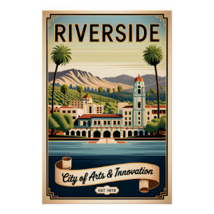 Pôster Vintage Riverside Califórnia Cidade das Artes Retr