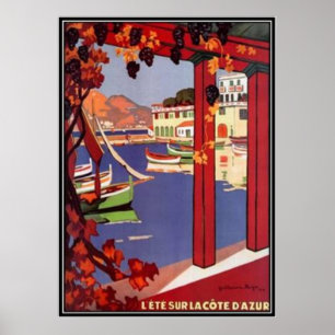 Pôster Vintage Riviera francês, France -