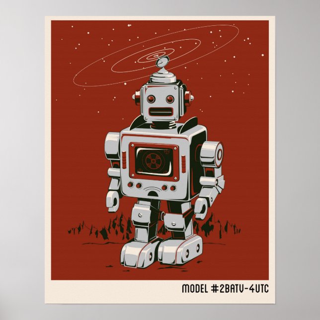 Poster Vintage Robot 2 vermelho (Frente)