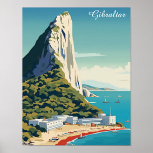 Poster Vintage Rock of Gibraltar Viagem Art