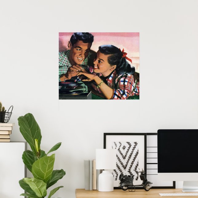 Pôster Vintage Romance, Segundo grau doce apaixonado (Escritório em casa)