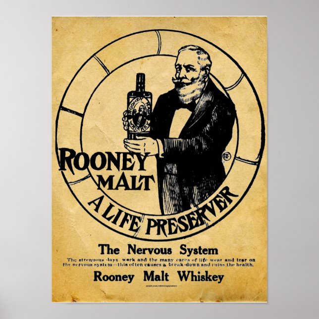 Pôster Vintage Rooney Malt Whiskey - Sinal de Liquidação (Frente)