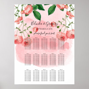 Poster Vintage Rosa Pink Floral Wedding Gráfico