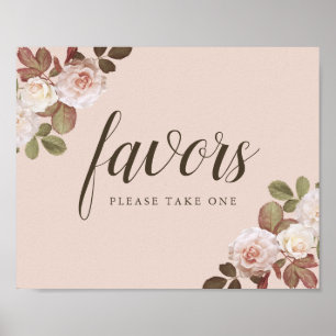 Poster Vintage Rosas Franceses Sinal de Favor de Casament