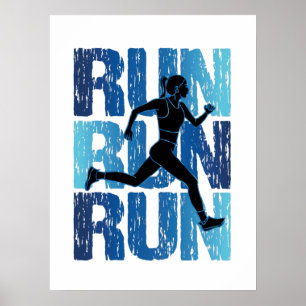 Poster Vintage Runner Girl - Run Run Run