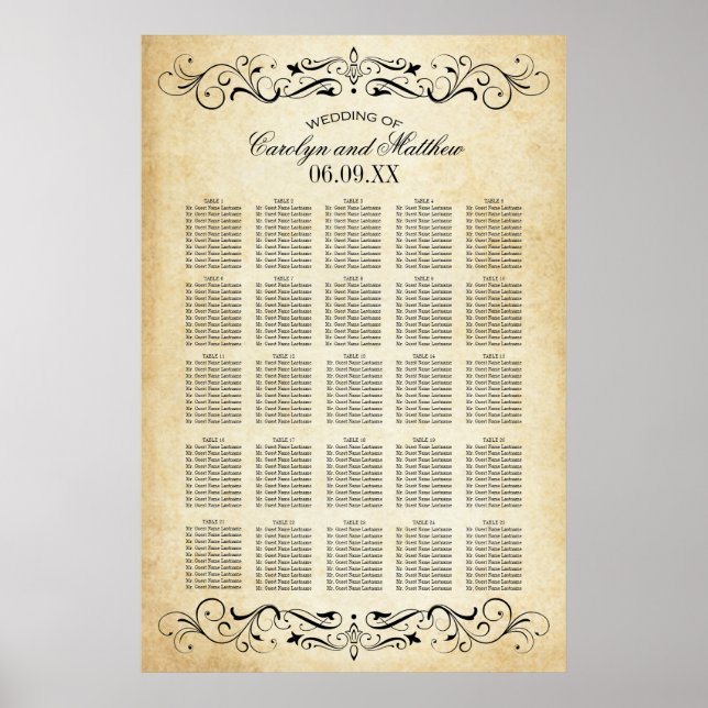 Poster Vintage Rustic Black Flourish Parerging Casamento (Frente)