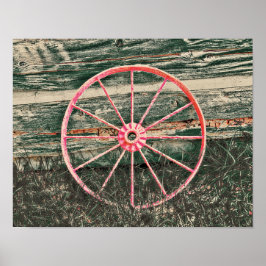 Poster Vintage Rustic Country Red Wheel Ocidental