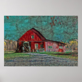 Poster Vintage - Rustic Old Red Teal Texn