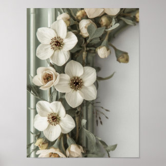 Poster Vintage Sage Floral Frame Art Print