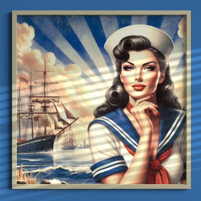 Poster Vintage Sailer Pin Up (Criador carregado)