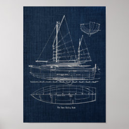 Poster Vintage Sailing Boat Blueprint n.o 1