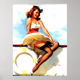 Poster Vintage Sailor Náutico Pin Up Girl