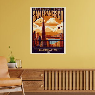 Poster Vintage San Francisco City casal da Califórnia