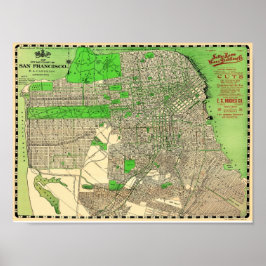 Pôster Vintage San Francisco Map from 1909
