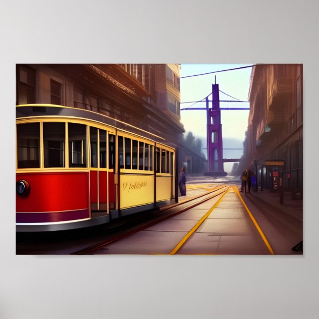 Poster Vintage San Francisco Trolley Arte Digital (Frente)